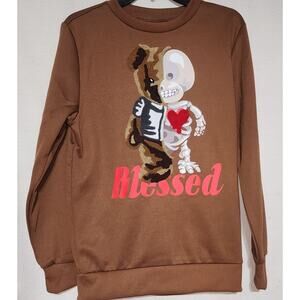 super massive teddy/skull bear sweatshirt size small